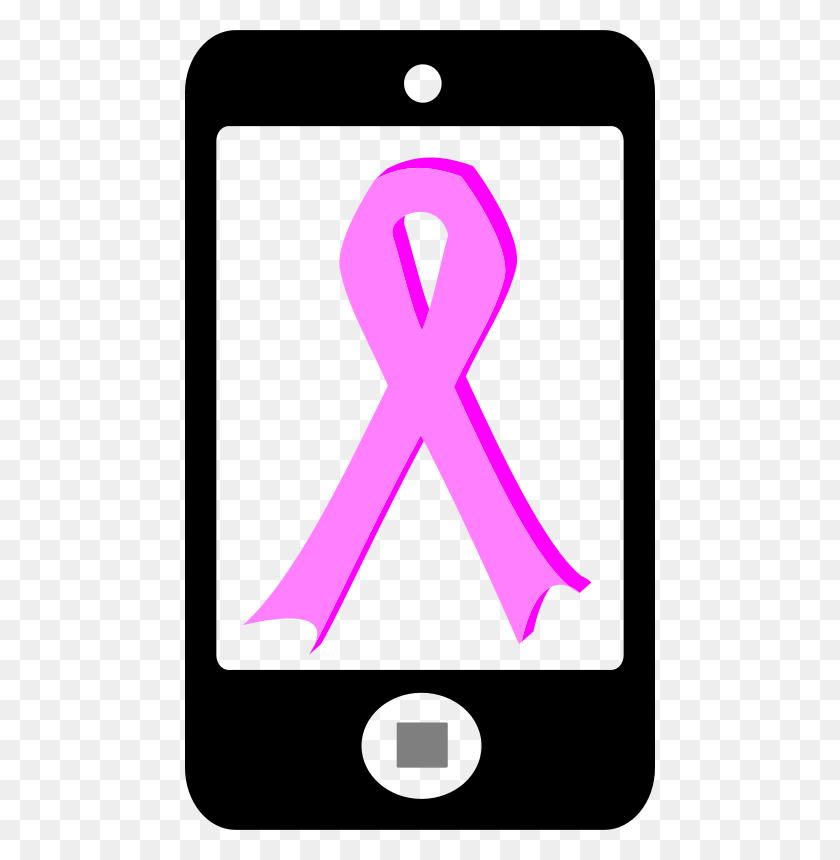 470x800 Free Clipart Phone With Pink Ribbon - Pink Ribbon Clip Art