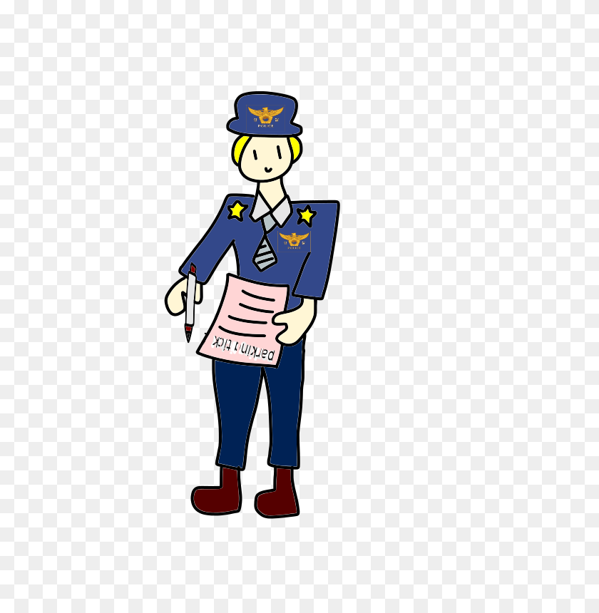 480x800 Free Clipart Oficial De Policía Con Una Multa De Estacionamiento Y Un Bolígrafo - Police Man Clipart