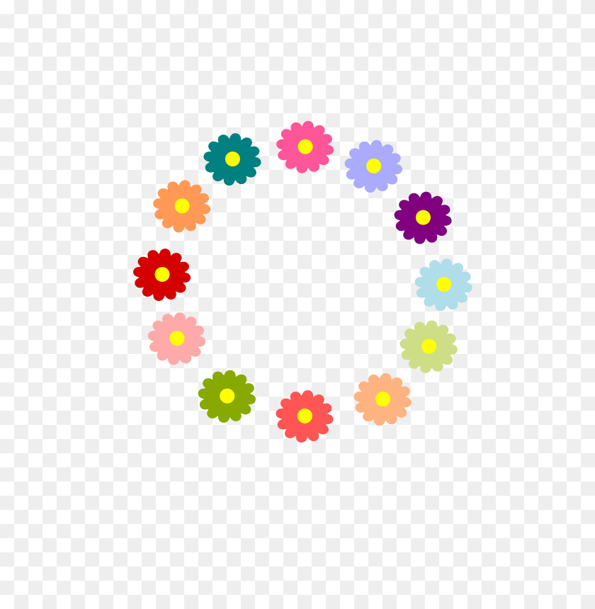 566x800 Free Clipart Rainbow Flower Wreath Cuteeverything - Rainbow Flower Clipart