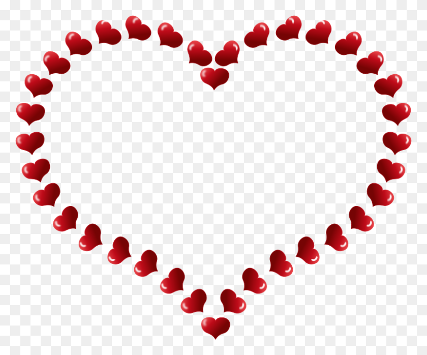 800x655 Бесплатный Клипарт Красная Граница В Форме Сердца С Сердечками Pixabella - Бесплатные Картинки С Сердечками