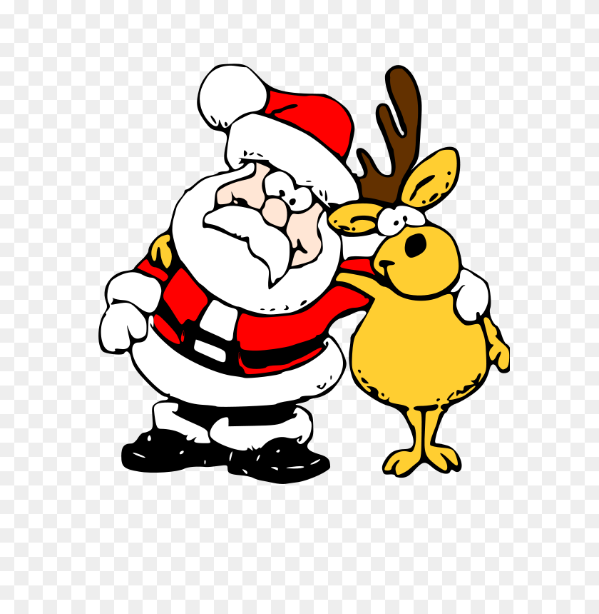 591x800 Free Clipart Santa And Reindeer Zeimusu - Free Clipart Birthday Wishes