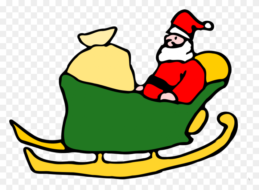 800x572 Free Clipart Santa In His Sleigh Fen - Santa Trineo Clipart