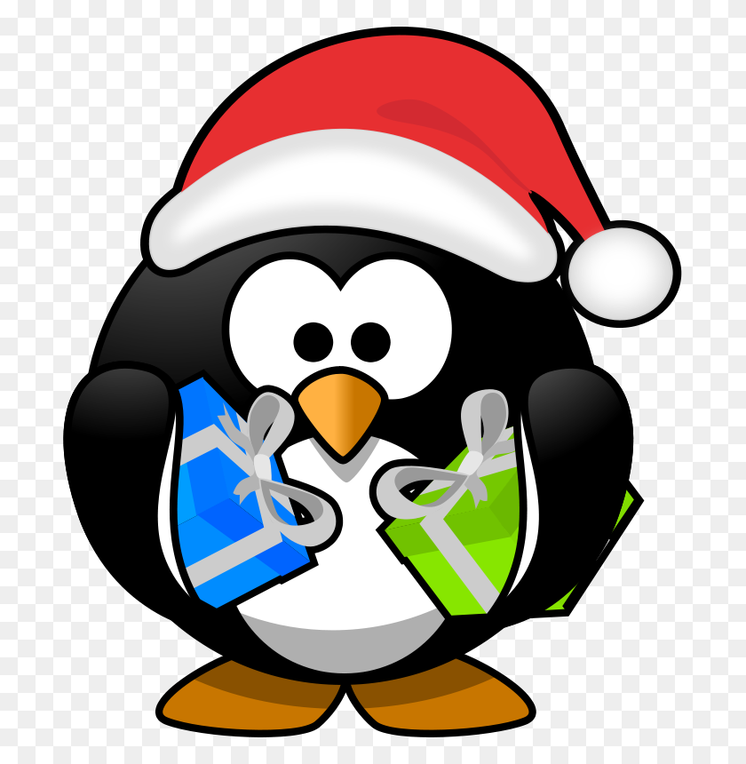 699x800 Free Clipart Santa Penguin Moini - Everyone Clipart