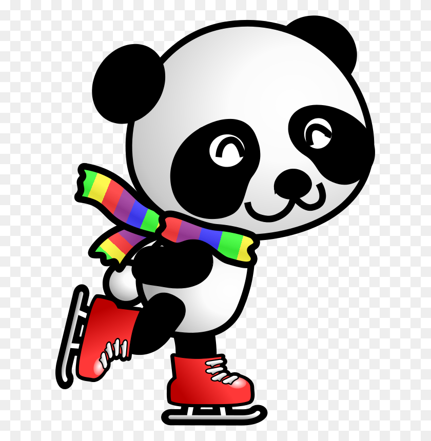 623x800 Free Clipart Skating Panda Shu - Muffler Clipart