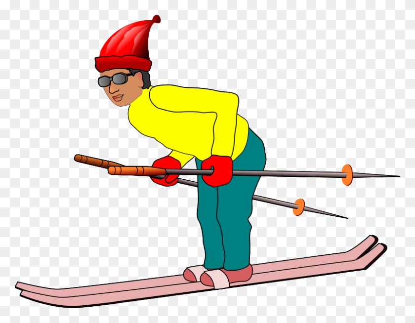 800x610 Free Clipart Ski Man Biswajyotim - Free Skiing Clipart