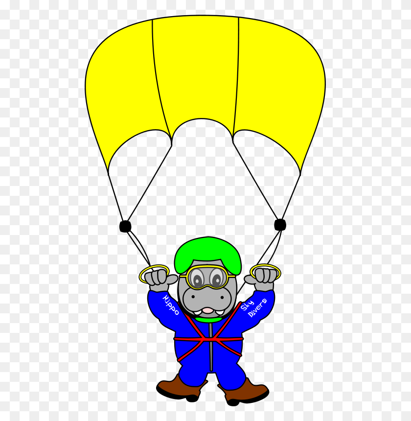 493x800 Бесплатный Клипарт Skydiverhippo Tombrough - Parachute Clipart