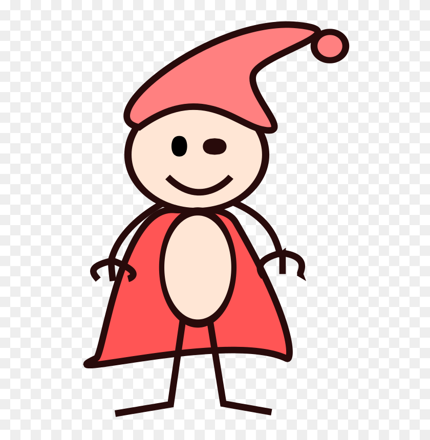 528x800 Free Clipart Stick Boy In A Red Cape With Red Hat Loveandread - Red Cape Clipart