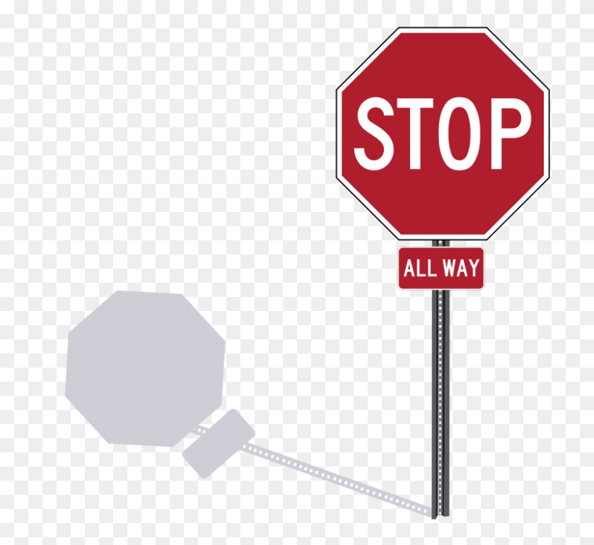 800x730 Free Clipart Stop Sign On Post - Stop Sign Clip Art