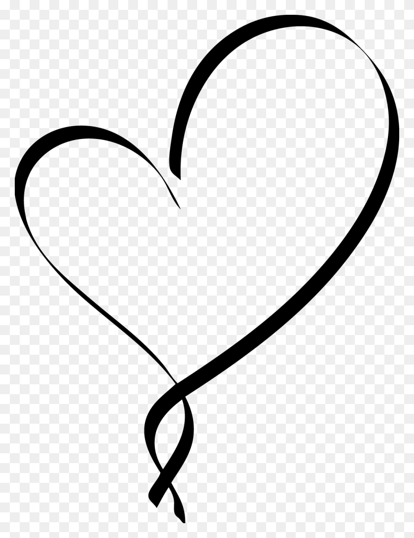1052x1393 Free Clipart Stylistic Heart Outline Collection - Heart PNG Outline