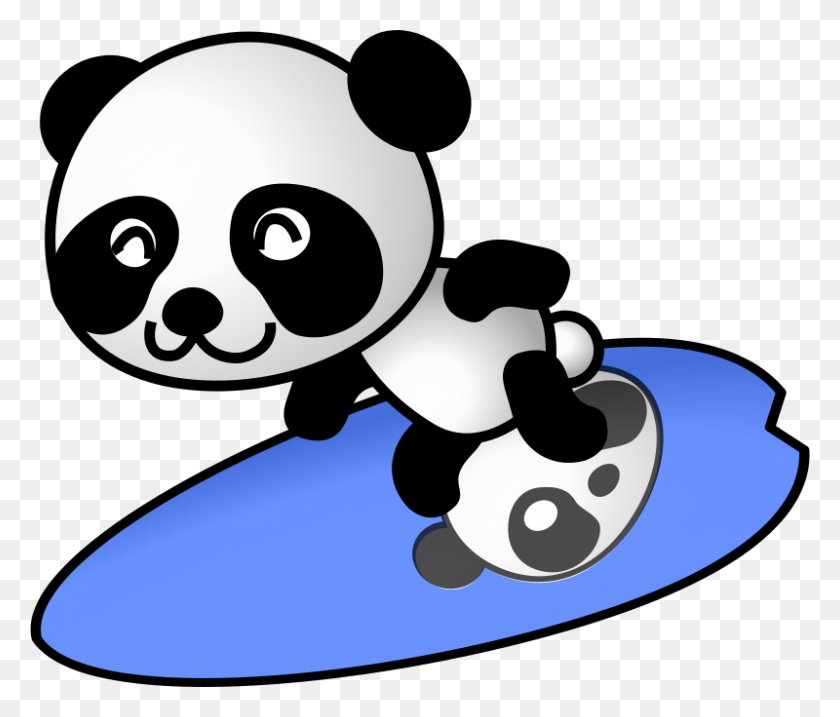 800x674 Бесплатный Клипарт Surfer Panda Shu - Серфинг Клипарт