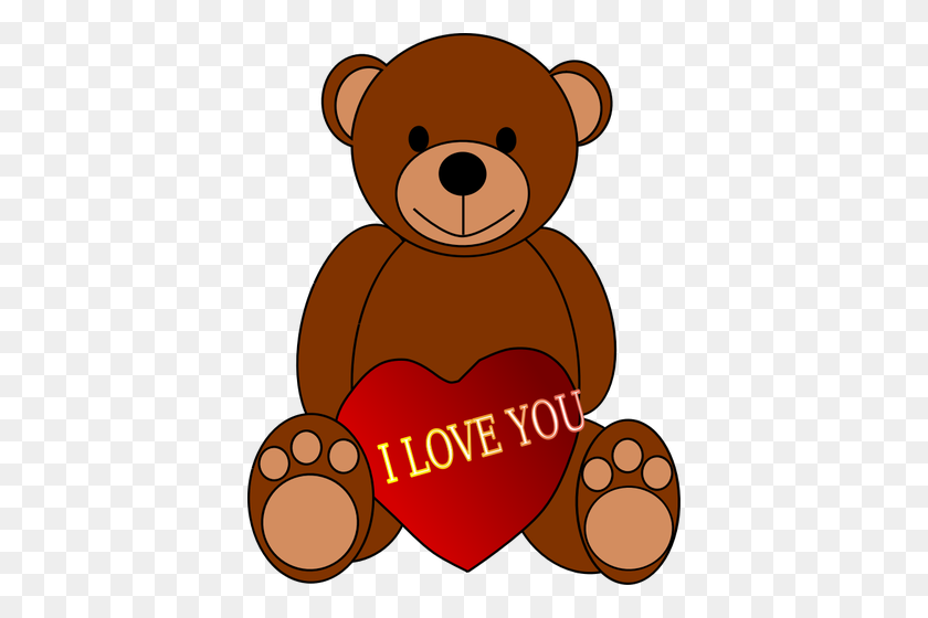 392x500 Free Clipart Teddy Bear Outline - Red Tie Clipart