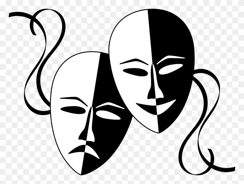 800x587 Free Clipart Theatre Masks Wasat - Theater Clipart