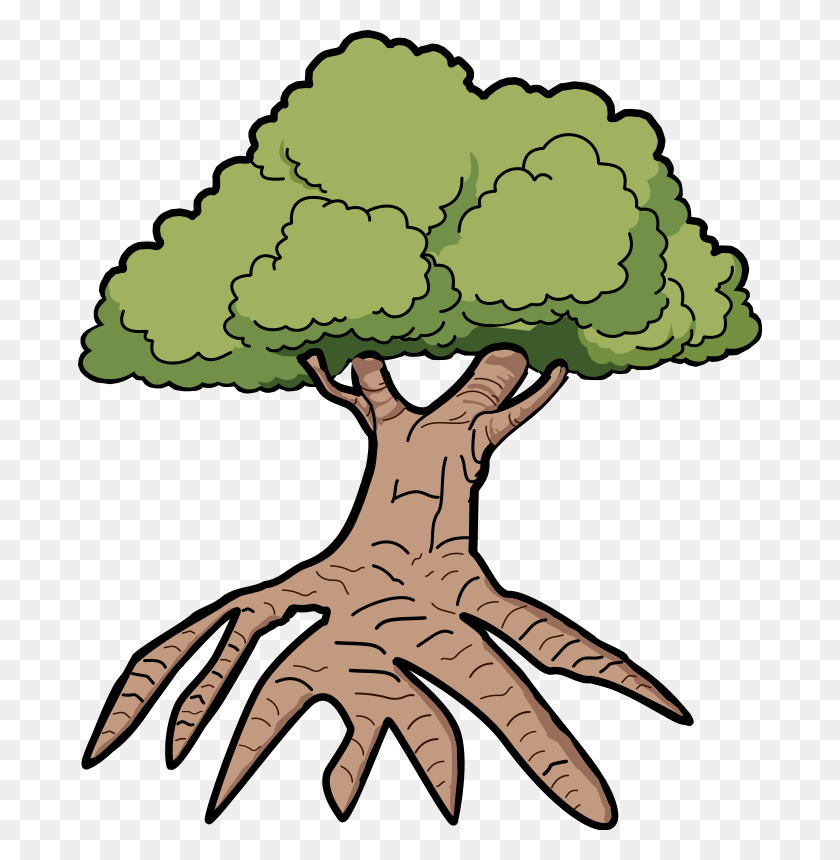 684x800 Free Clipart Tree With Long Roots Woofer - Plant Roots Clipart