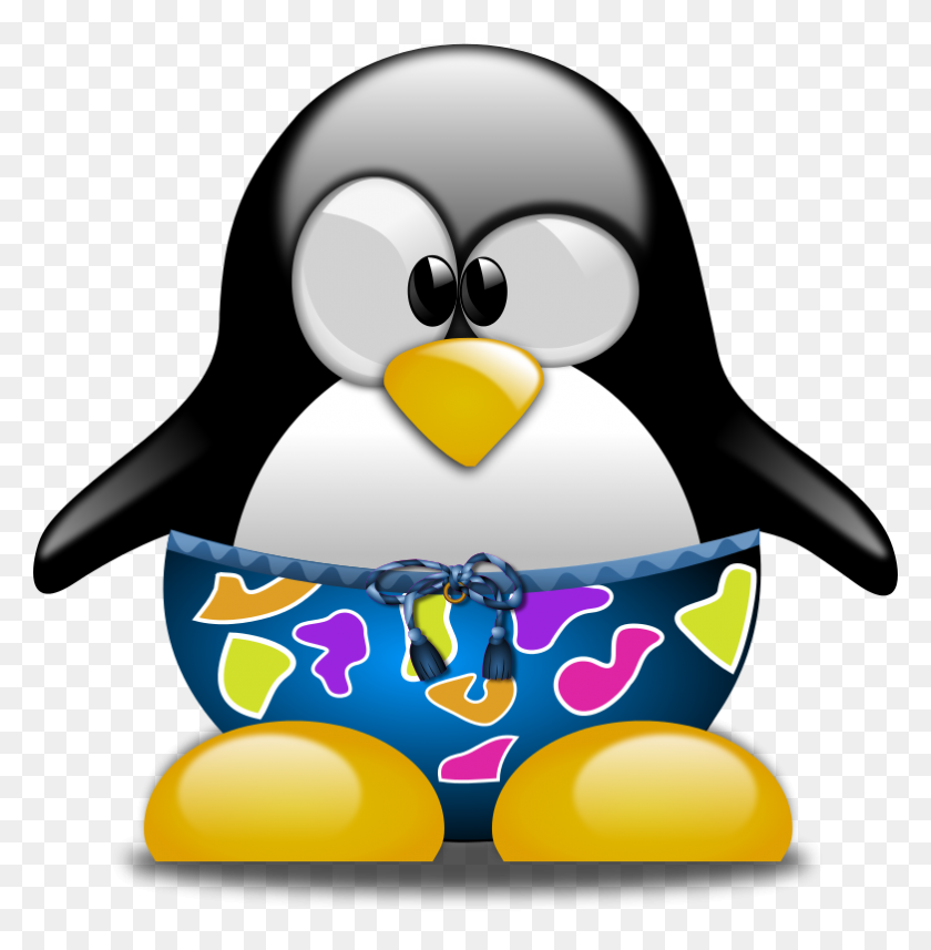 782x800 Free Clipart Tux With Swimming Trunks - Swim Trunks Clipart