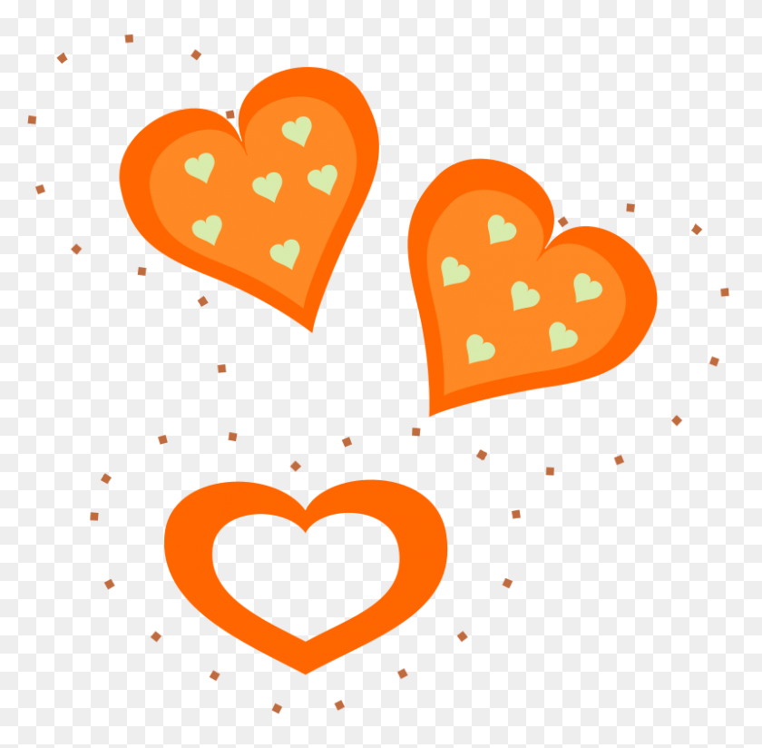 800x784 Free Clipart Valentine Orange Hearts Pixabella - Bella Clipart