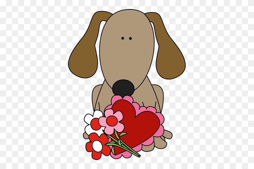 389x500 Free Clipart Valentines Dogs - Hunting Dog Clipart