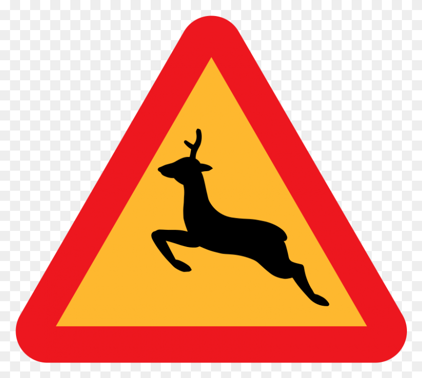 800x711 Free Clipart Warning Deer Roadsign Ryanlerch - Advertencia Clipart