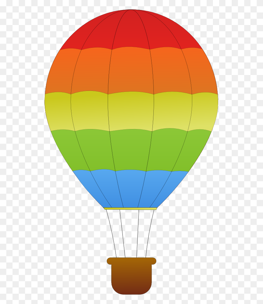 555x913 Free Colorful Hot Air Balloon Clip Art - Windy Weather Clipart