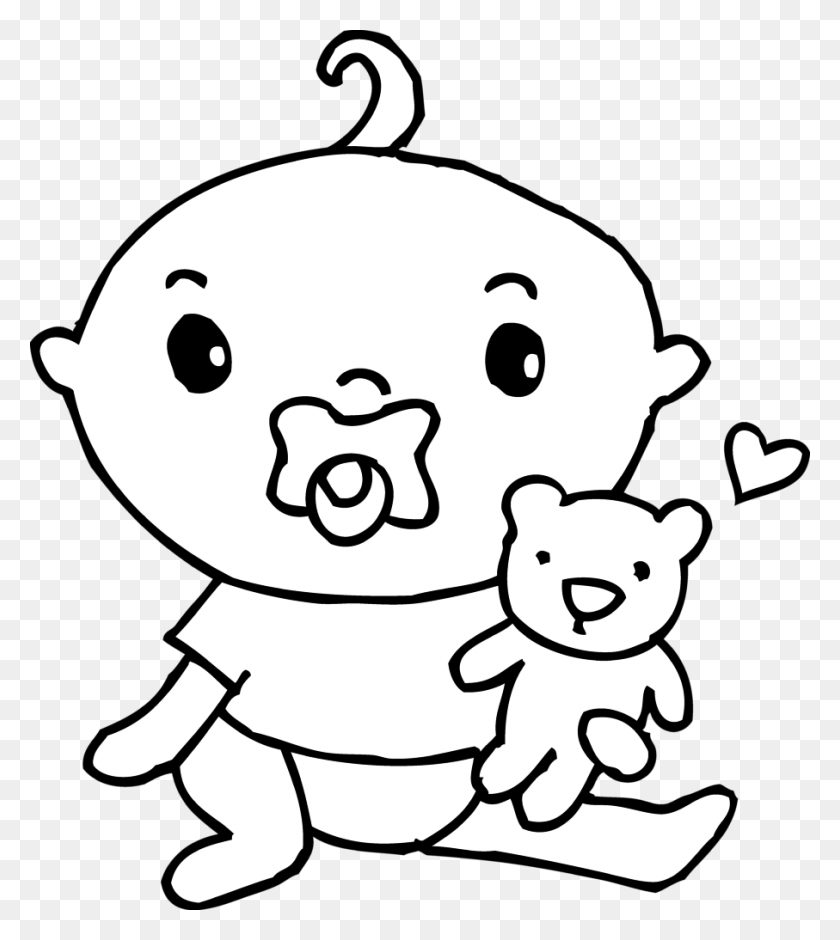 907x1024 Free Coloring Pages Cute Baby Boy Coloring - Twin Baby Clipart