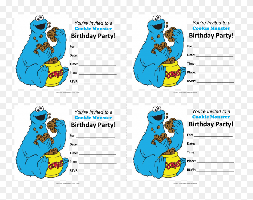 3300x2550 Free Cookie Monster Birthday Invitations Templates - Cookie Monster PNG