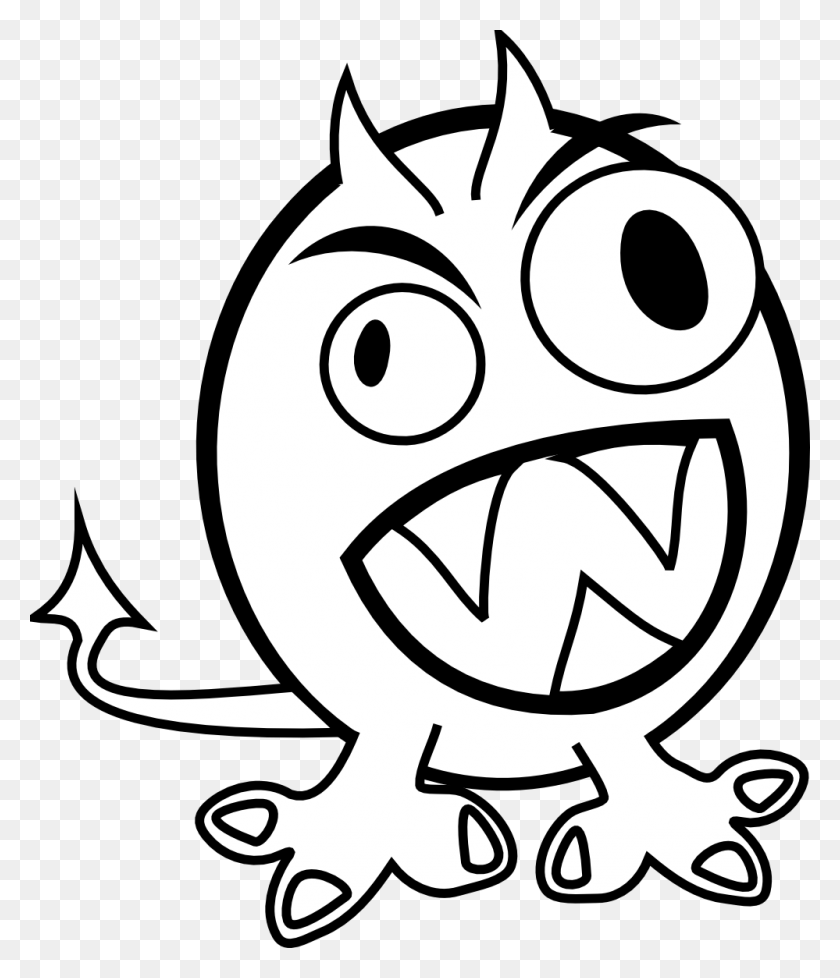 999x1177 Free Cute Black And White Monster Clipart - Free Monster Clipart