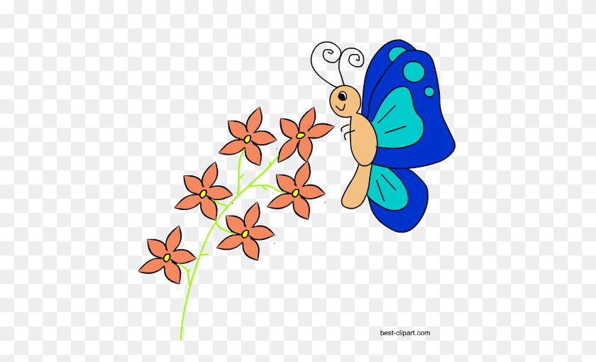 450x450 Free Cute Butterfly Clip Art Graphics - Mexican Flowers Clipart