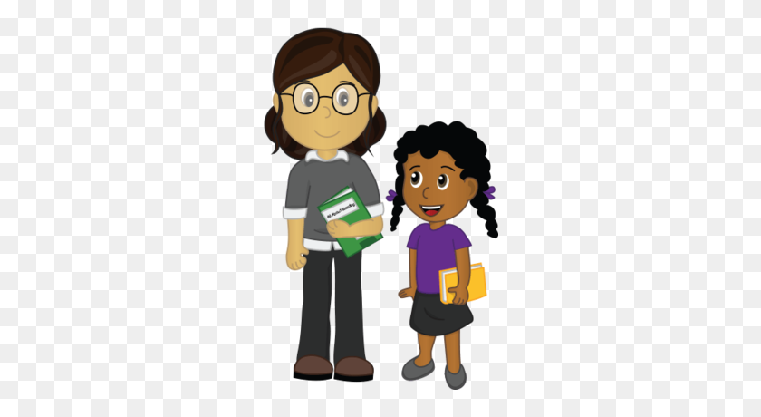 260x400 Free Download Cartoon Clipart Teacher Png Png - Teacher And Student Clipart Free