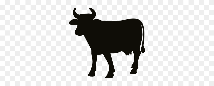 300x279 Free Farm Animals Vector Silhouette - Black Cow Clipart