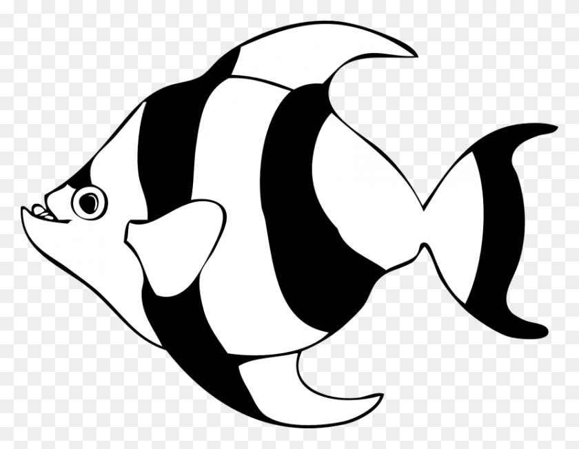 830x630 Free Fish Clipart Black And White - Rainbow Clipart Black And White