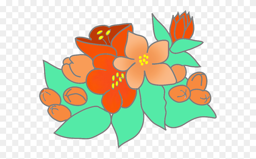 591x463 Free Flower Clipart - Flower With Leaves Clipart