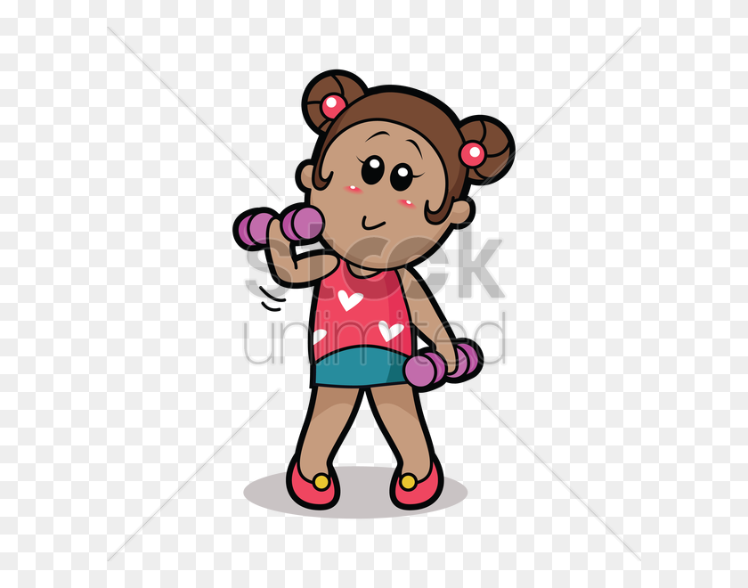 600x600 Free Girl Exercising With Dumbbells Vector Image - Kids Exercising Clipart