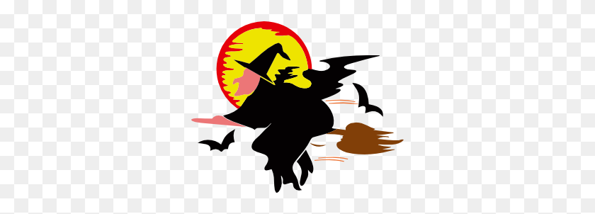 300x242 Free Halloween Bats, Witches, Cats And Spiders Clipart Graphics - Flying Bat Clipart