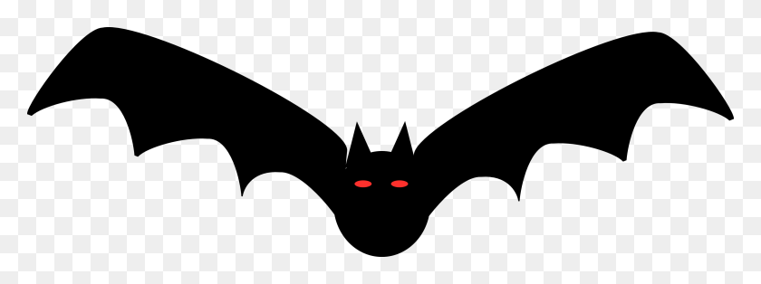 3200x1044 Free Halloween Clipart Illustration Of Black Bat With Red - Demon Eyes PNG