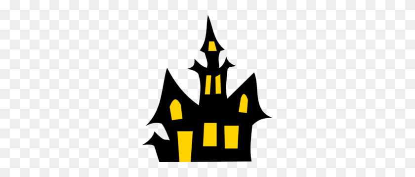 264x298 Бесплатная Графика Хэллоуина: Дома С Привидениями И Молнии - Бесплатный Клипарт С Привидениями