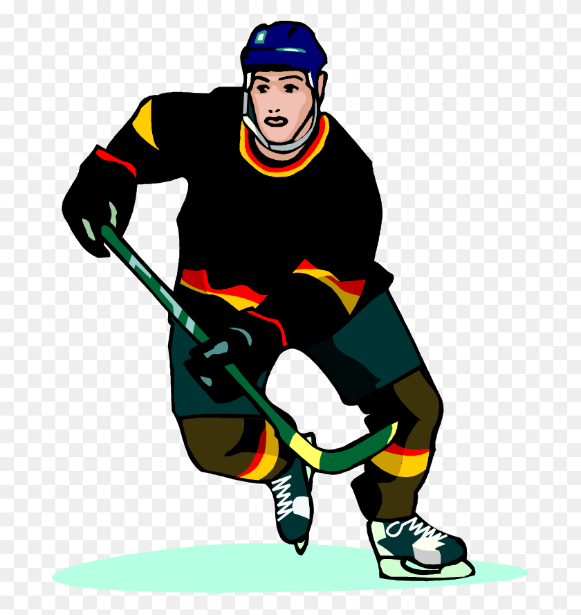 690x828 Free Hockey Player Wearing A Black Jersey Vector Art Clip Art - Hockey Player Clipart