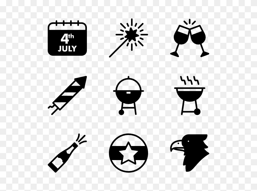 600x564 Free Icons Designed - 4th Of July Black And White Clipart