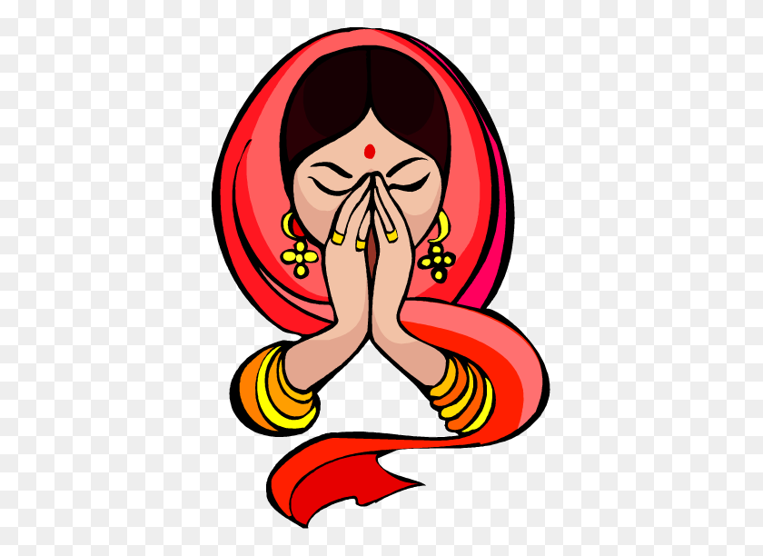 374x552 Free Indian Woman Praying Clip Art Image From Free Clip - Indian Clipart