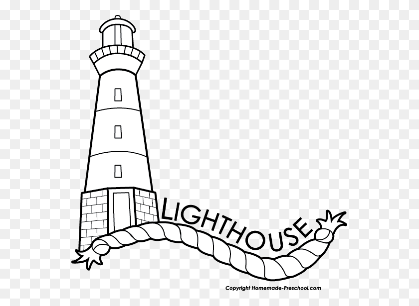 553x555 Free Lighthouse Clipart, Faros Clipart Negro - Cuerda Clipart Blanco Y Negro
