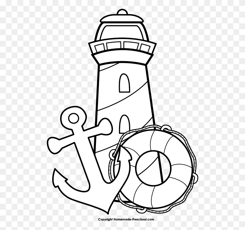 520x730 Free Lighthouse Clipart, Ready For Personal And Commercial - Coral Reef Clipart Black And White