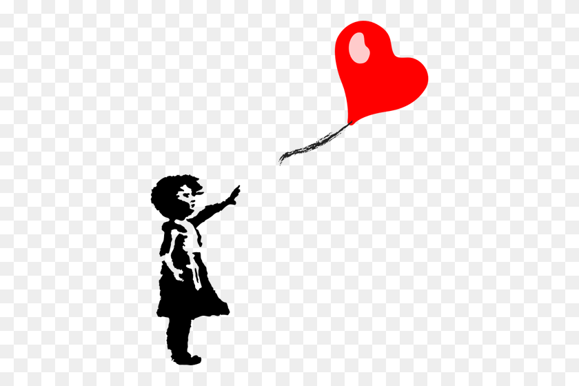 404x500 Бесплатный Векторный Силуэт Маленькая Девочка - Маленькое Сердце Клипарт