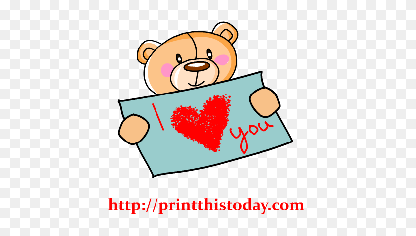 417x417 Free Love Teddy Bear Clip Art - Message Clipart