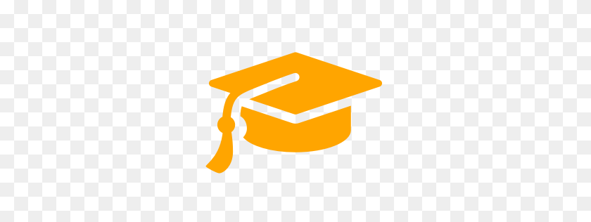 256x256 Free Orange Graduation Cap Icon - Graduation Cap 2017 Clipart
