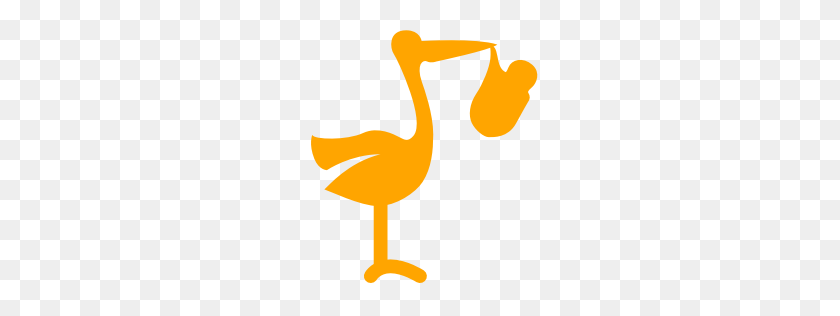 256x256 Free Orange Stork With Bundle Icon - Flying Stork Clipart