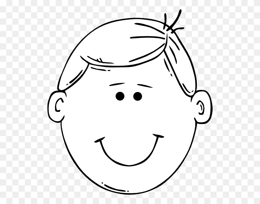 534x600 Free Outline Of A Face - Happy Face Clipart Black And White