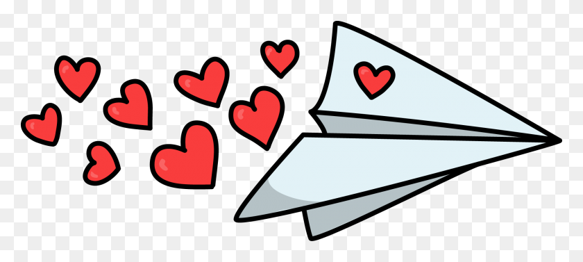 1920x782 Free Paper Plane With Hearts Love High Resolution Clip Art Fonts - Sans Clipart