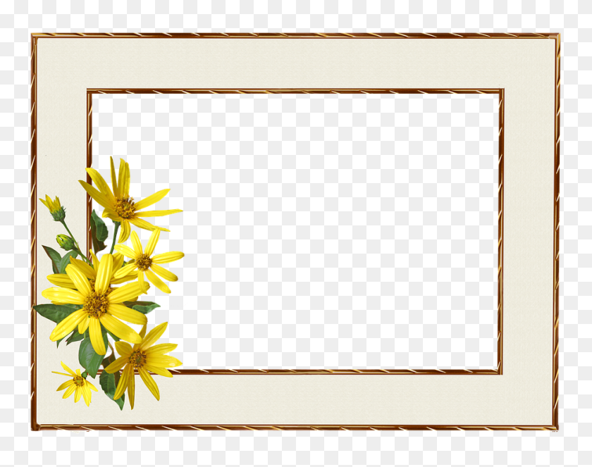 930x720 Бесплатная Рамка Для Фотографий Желтая Цветочная Рамка - Цветочная Рамка Png