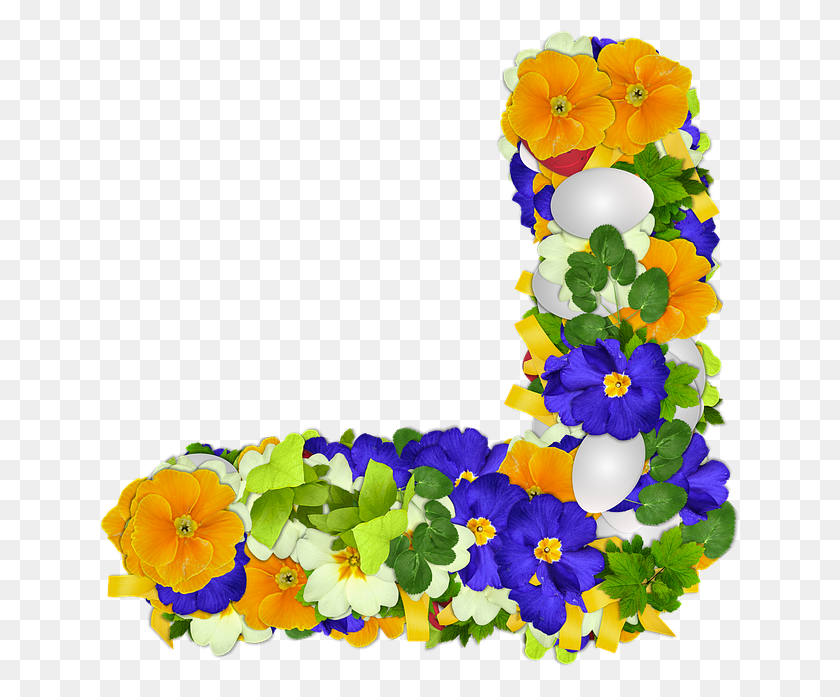 640x637 Foto Gratis Png Flores De Esquina De Pascua Colores Primavera De Huevo - Flores De Esquina Png