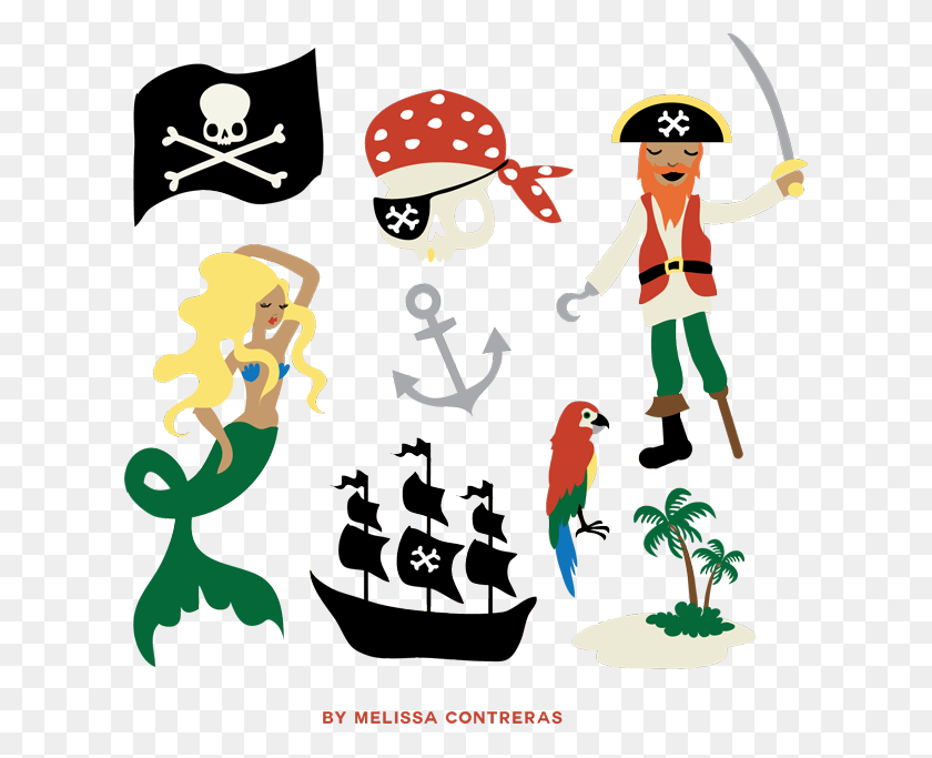 616x623 Бесплатный Пиратский Клипарт - Девушка-Пират