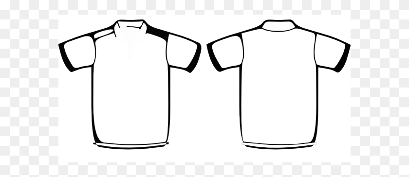 600x304 Бесплатный Клип-Арт Иллюстрация Шаблона Рубашки Поло - Рубашка Черно-Белый Клипарт