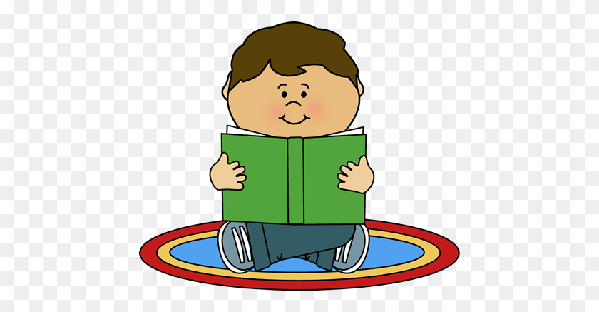 450x377 Free Preschool Rug Cliparts - Child Reading Book Clipart